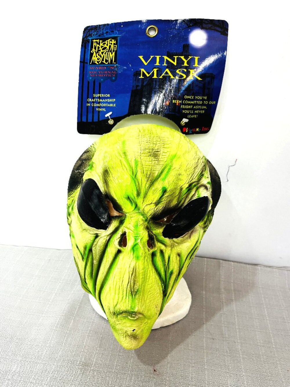 Vtg ’97 Disguise Fright Asylum Green Alien Mask NWT – NOS